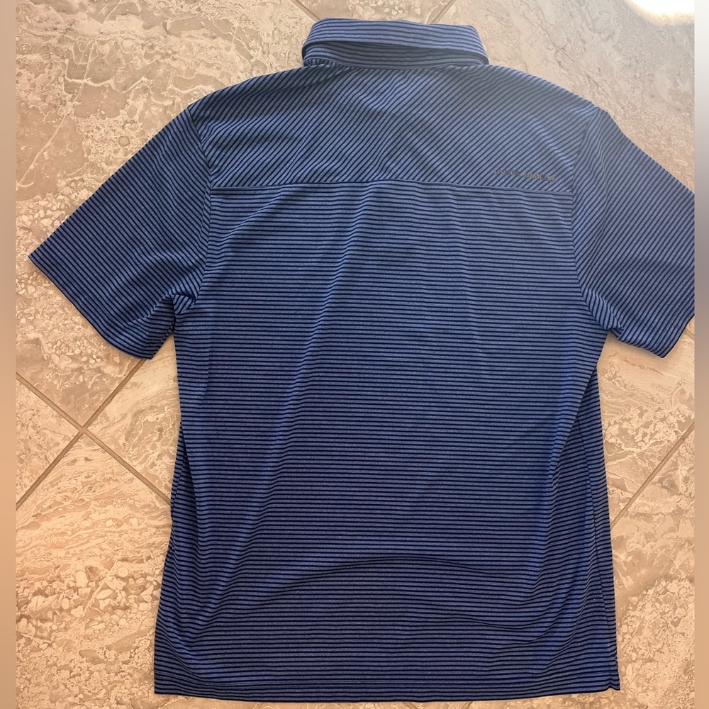 Under Armour Men's Navy and Blue Stripe HeatGear Polo Shirt, size L - Picture 3 of 5